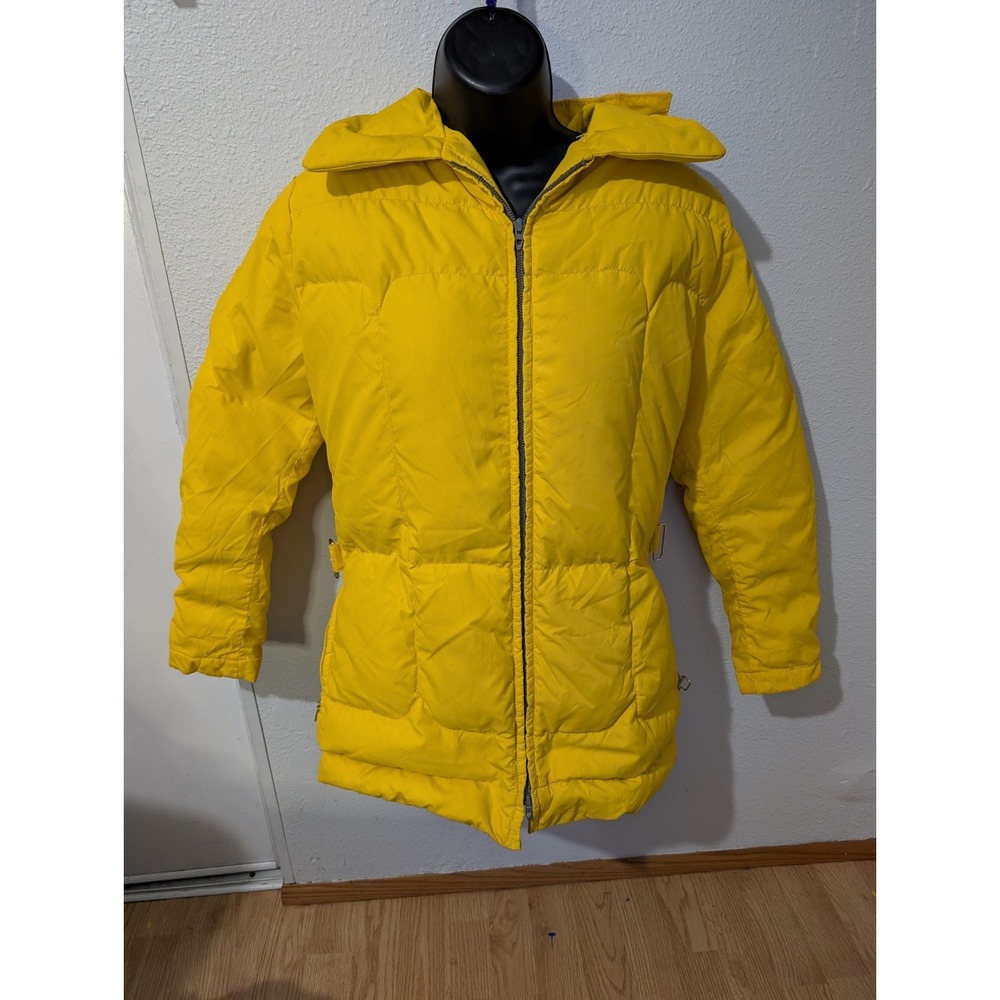 Vintage Gorpcore TempcO Goose Down Yellow Parka W 10 USA Made Hooded 70s Coat